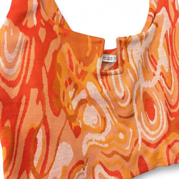 Zara Sz S Jacquard Sleeveless Cutout Crop Top - Picture 4 of 6